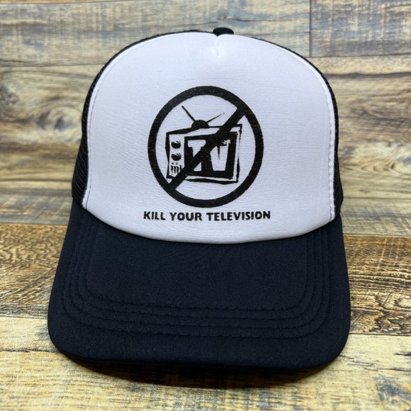 Kill Your Television Mens Trucker Hat Black Snapback Punk Anarchy Death Metal - Picture 2 of 8